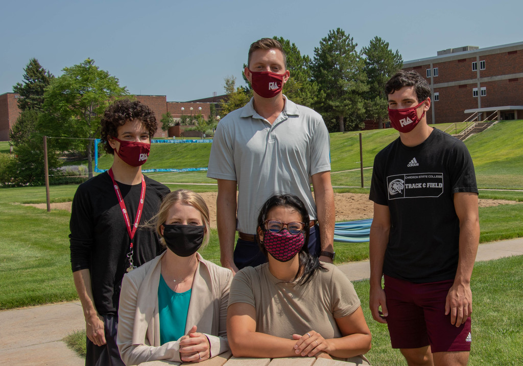 Chadron State College Resident Advisors Damien Zuniga, Harley Rhoades,Taylor Osmotherly, Megan Northrup, Gabi Perez.