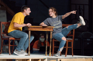 Cast members Zak Wellnitz and McKenzie Durand perform during rehearsal for 