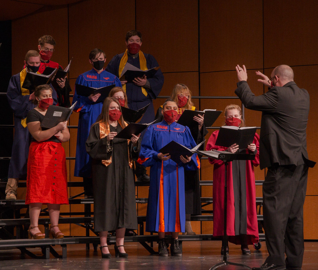 Members of the Honor Chamber Choir perform during the final concert of the 49th annual High Plains Band