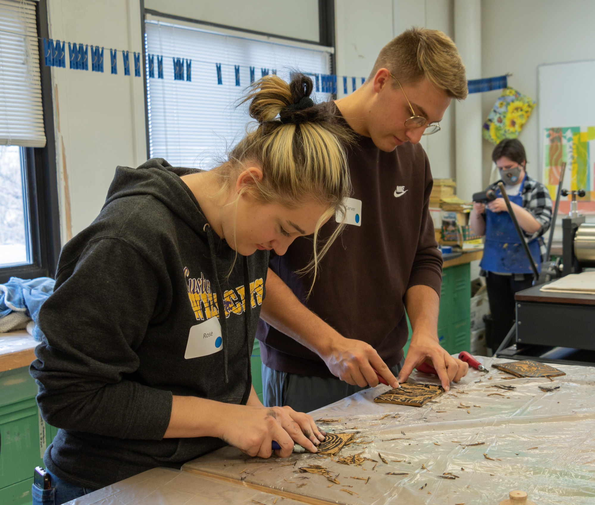 Students making prints