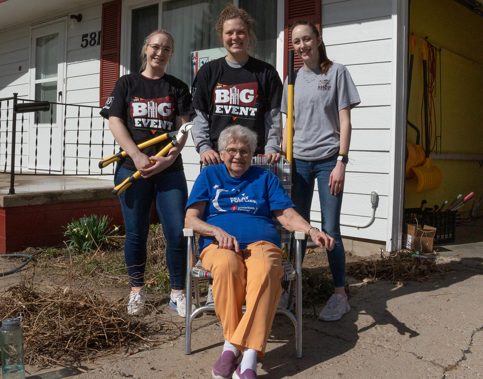 Three CSC Students and one Chadron community member pose for a picture after participating in the Big Event