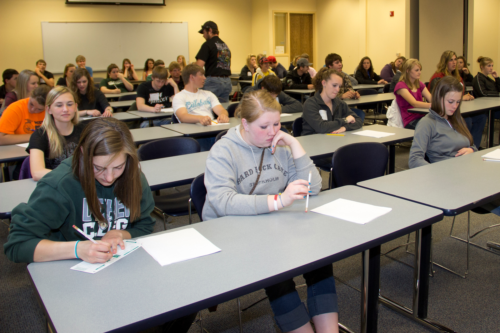 Historic file photo of students taking a test