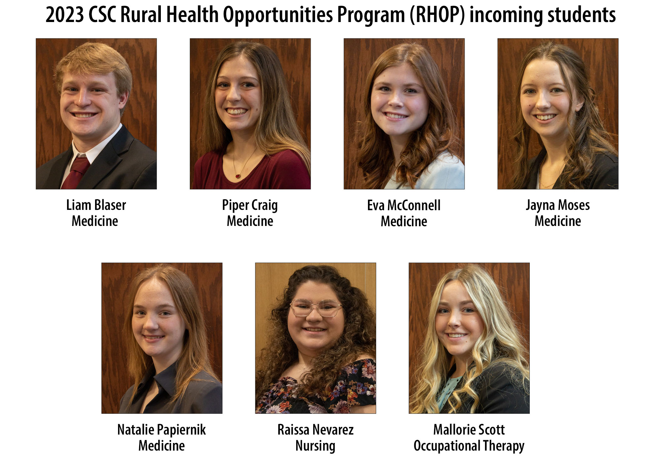 Photo composite of incoming health professions students