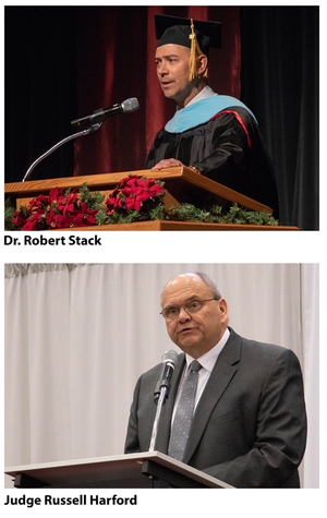 Dr. Robert Stack and Judge Russell Harford at Winter Commencement