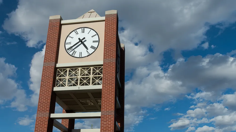 Lindeken Clock Tower with clouds in the background