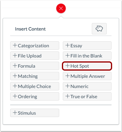 Image of Canvas New Quizzes selecting Hot Spot